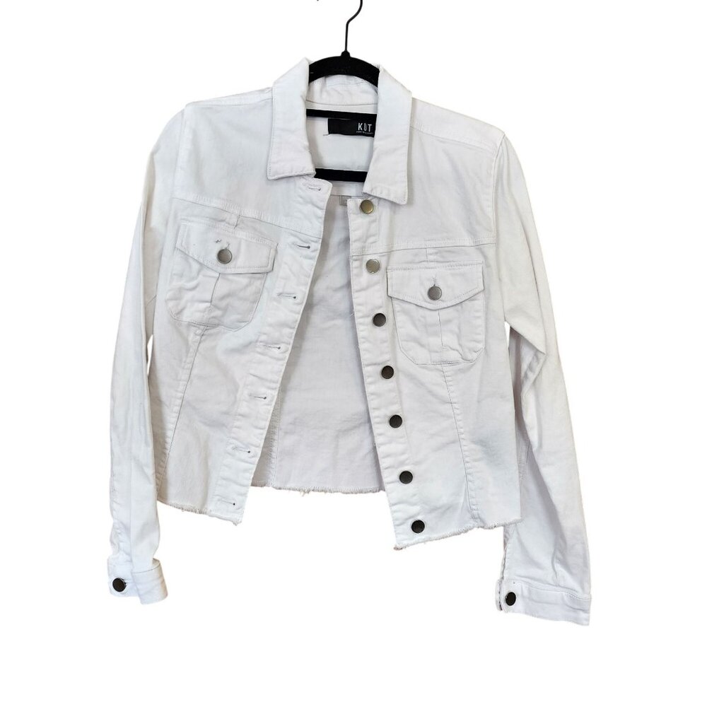 Kut from The Kloth Kara Frayed Denim Jacket Womens Size Small